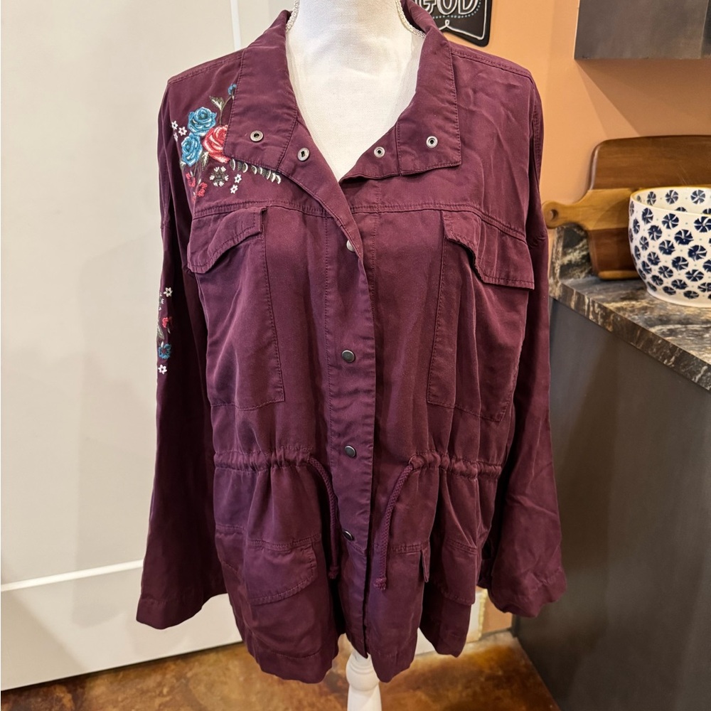 Time and Tru | Floral Embroidered Utility Jacket